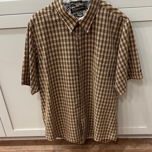 Billabong Men's Tan Plaid Button Down Shirt